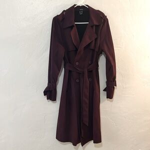 Eggplant Faux Suede Trench Coat sz L